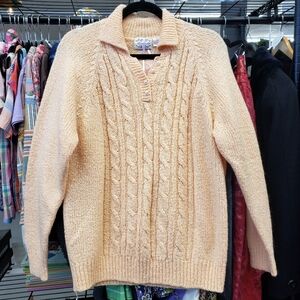 Vintage 1990s Cozy Cable Knit Peach Sweater